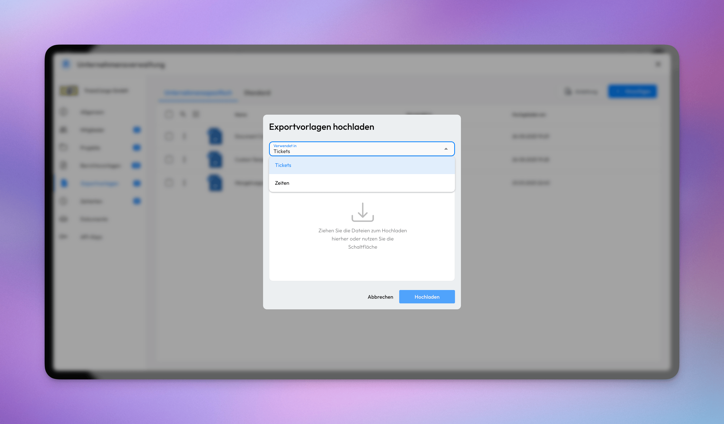 Export Templates Upload